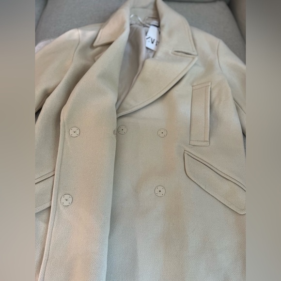ZARA Oversized Vanilla/Cream coat size XS - Picture 11 of 12